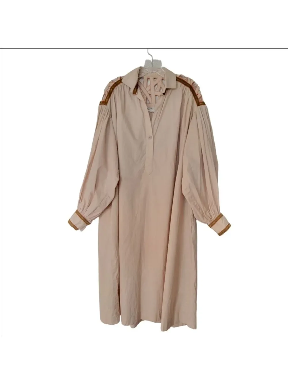 Lillie Rubin Beige Indie Gropecore Granola Girl Dress with Brown Accents